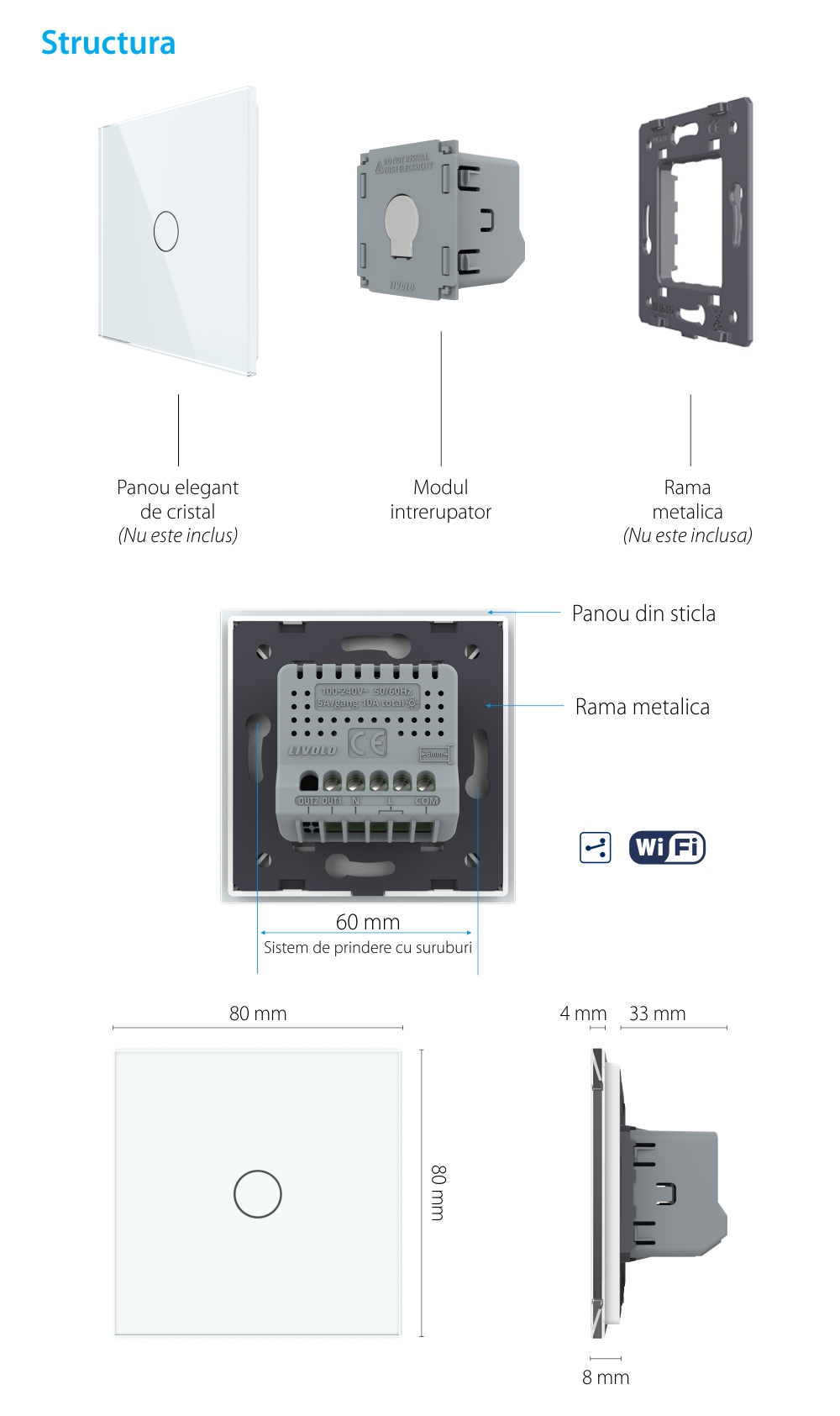 Modulo Deviatore / Invertitore Semplice Wi-Fi Touch LIVOLO – Serie Nuova
