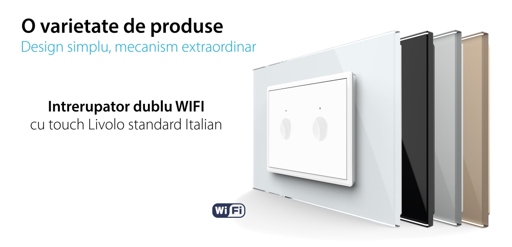 Interruttore doppio Wi-Fi con touch Livolo, standard italiano – Nuova serie