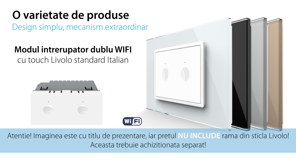 Modulo Interruttore Doppio  Wi-Fi con Touch LIVOLO, standard italiano – Nuova Serie, Bianco