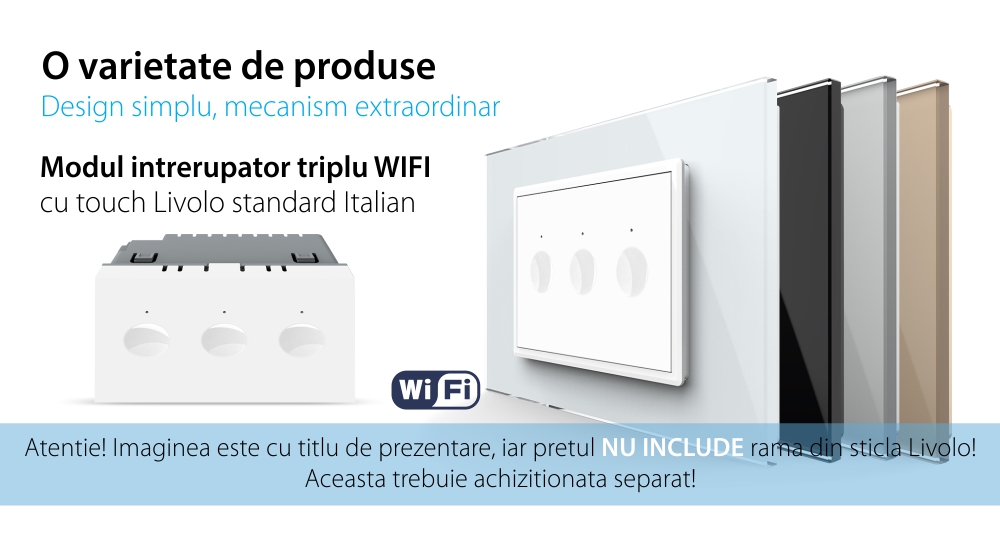 Modulo Interruttore Triplo Wi-Fi con Touch LIVOLO, standard italiano – Nuova Serie, Bianco