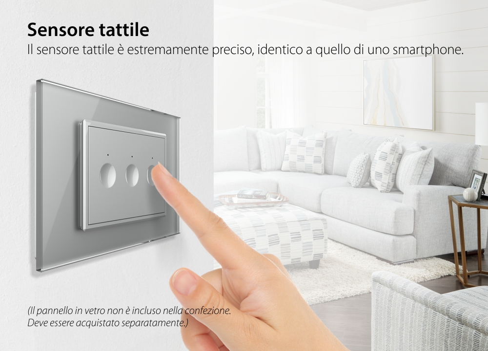 Modulo Interruttore Triplo Wi-Fi con Touch LIVOLO, standard italiano – Nuova Serie, Bianco