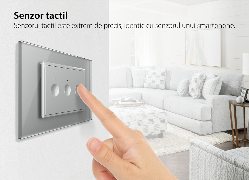 Interruttore Triplo Deviatore/Invertitore WiFi con Touch LIVOLO, standard italiano – Nuova Serie, Bianco