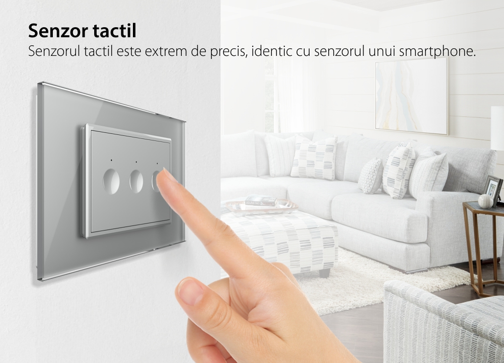 Interruttore Triplo Wi-Fi con Touch LIVOLO, standard italiano – Serie Nuova, Bianco