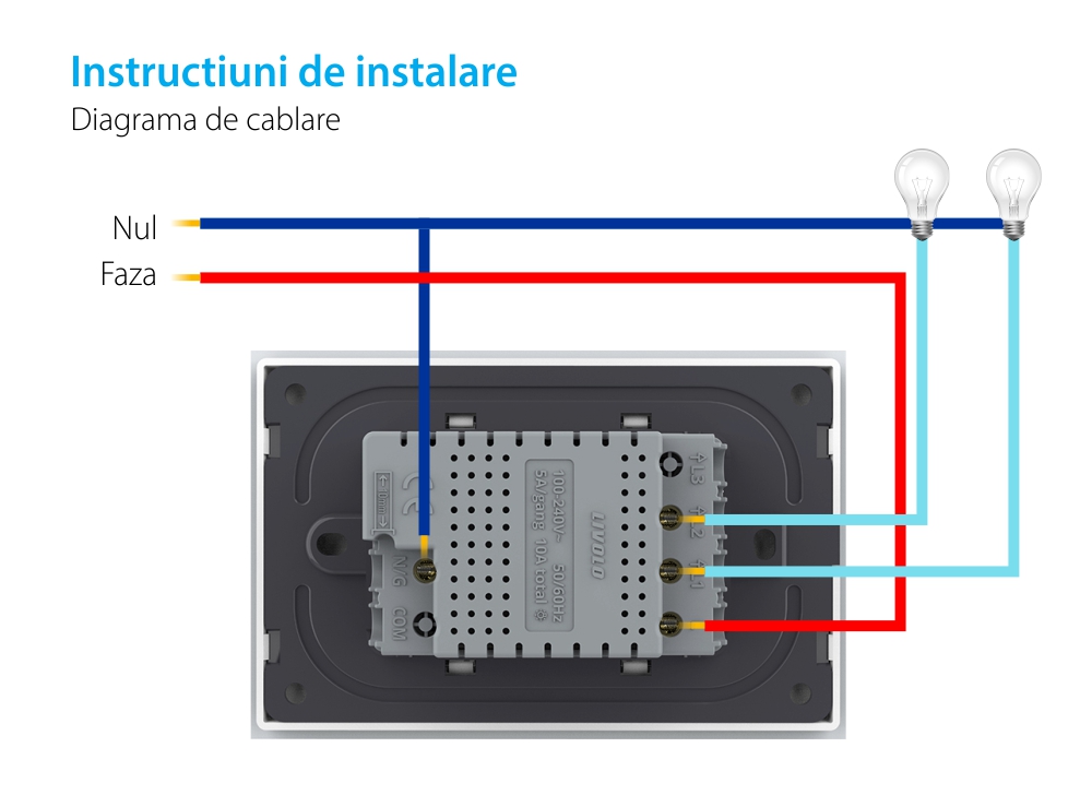 Interruttore doppio Wi-Fi con touch Livolo, standard italiano – Nuova serie