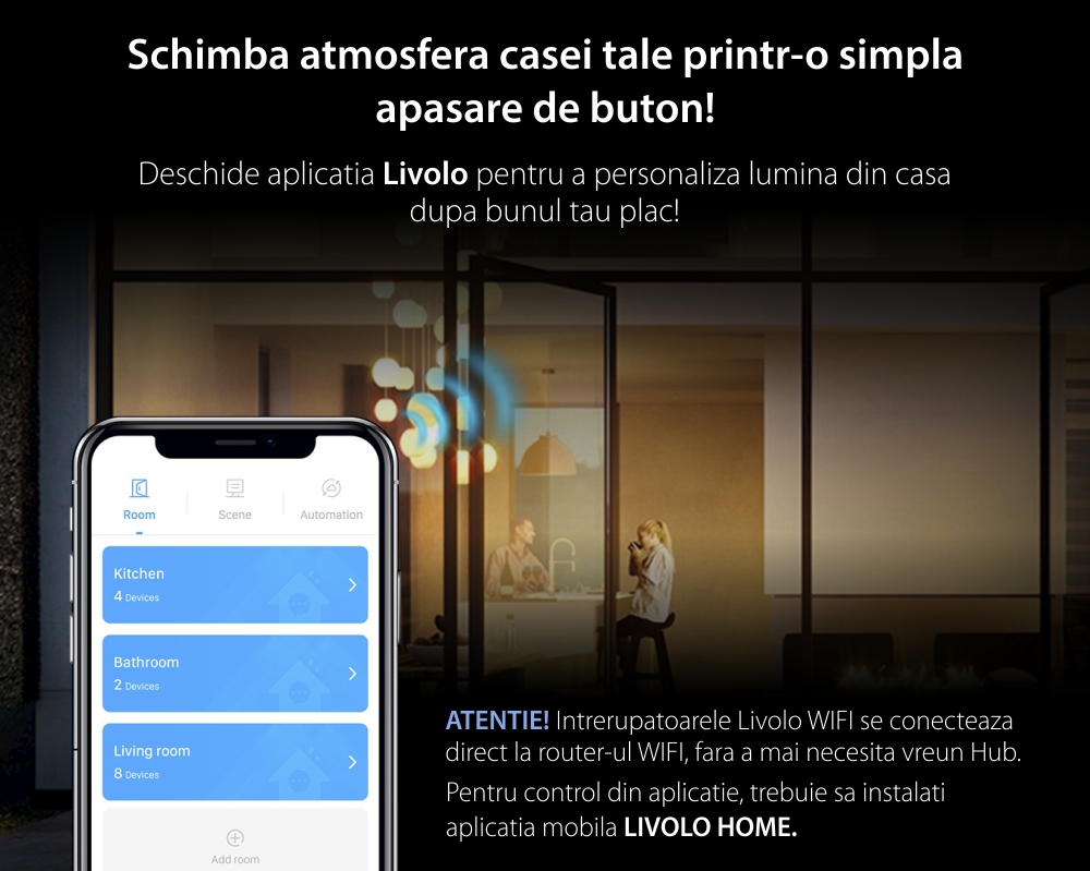 Interruttore Doppio Deviatore/Invertitore WiFi con Touch LIVOLO, standard italiano – Nuova Serie, Bianco