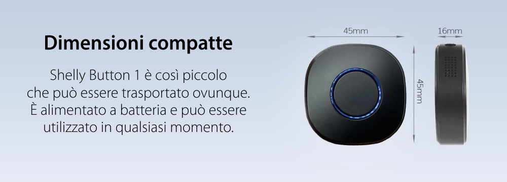 Pulsante intelligente Shelly Button1, funzione telecomando, controllo dispositivi, Wi-Fi 2.4 GHz