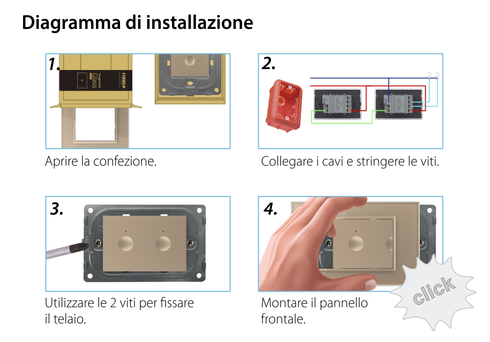 Modulo Deviatore / Invertitore Doppio Wi-Fi con Touch LIVOLO, standard italiano – Nuova Serie, Bianco
