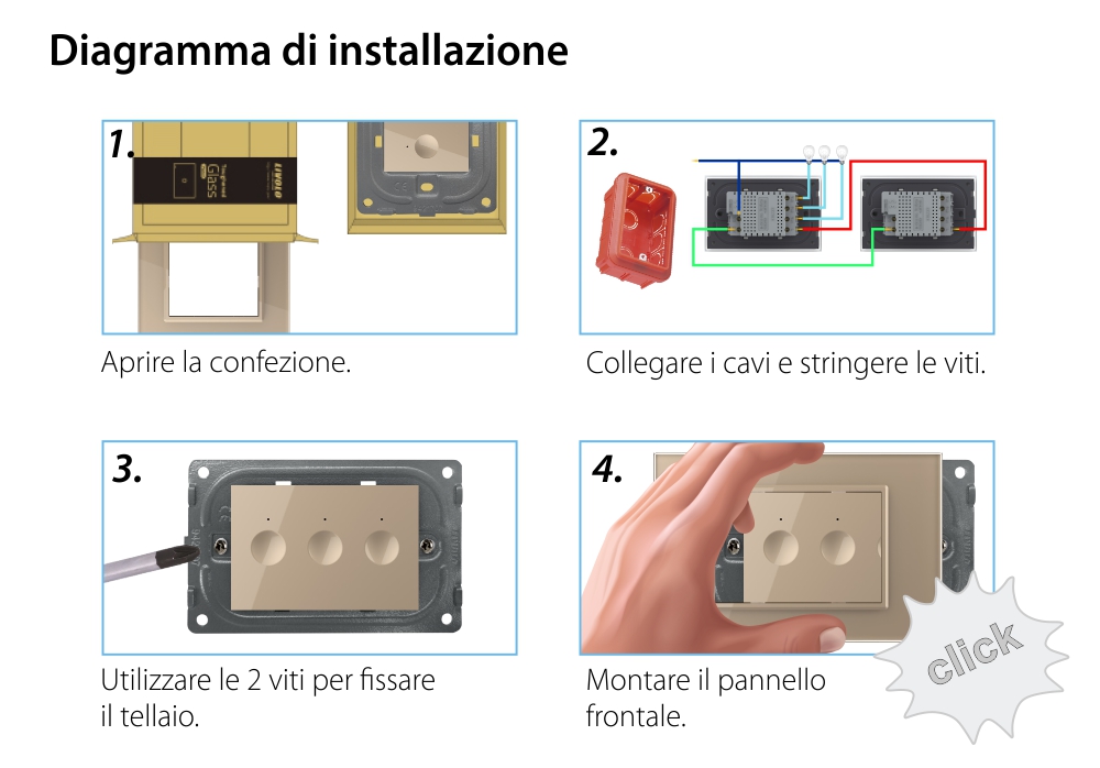 Modulo Deviatore/Invertitore Triplo Wi-Fi con Touch LIVOLO, standard italiano – Nuova Serie, Bianco
