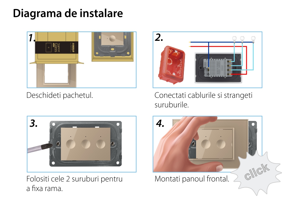 Interruttore Triplo Wi-Fi con Touch LIVOLO, standard italiano – Serie Nuova, Bianco