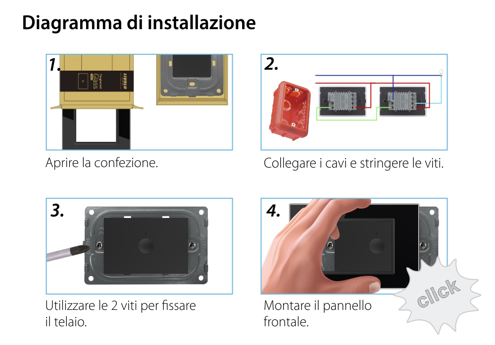 Deviatore / invertitore semplice Wi-Fi con touch Livolo con cornice in vetro, standard italiano – Nuova serie