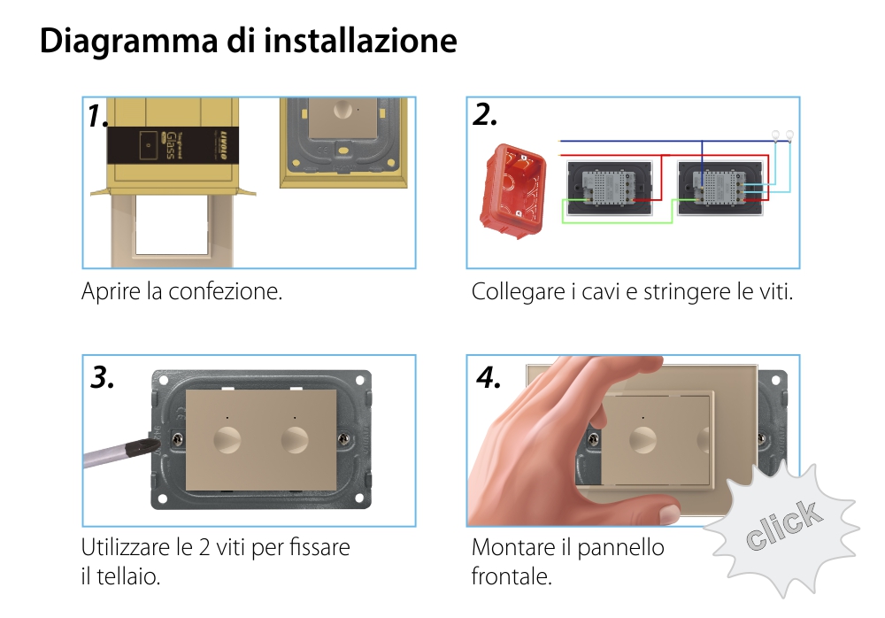 Doppio Deviatore/Invertitore WiFi con Touch LIVOLO, standard italiano – Nuova Serie, Bianco