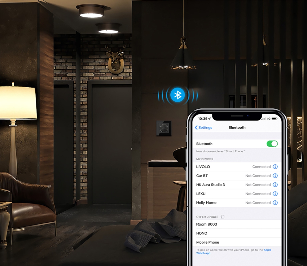 Modulo Altoparlante Bluetooth Livolo con Cornice in Vetro
