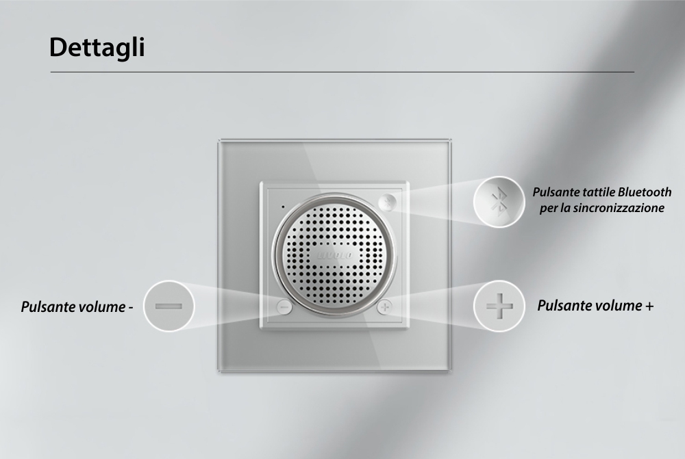 Modulo Altoparlante Bluetooth Livolo con Cornice in Vetro