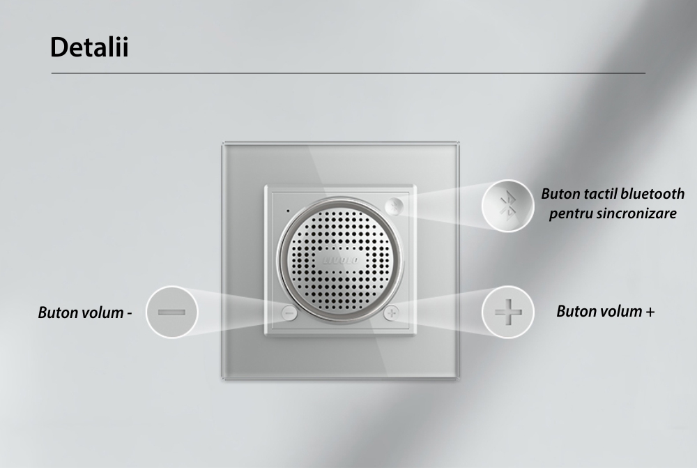 Modulo Altoparlante Bluetooth Livolo con Cornice in Vetro