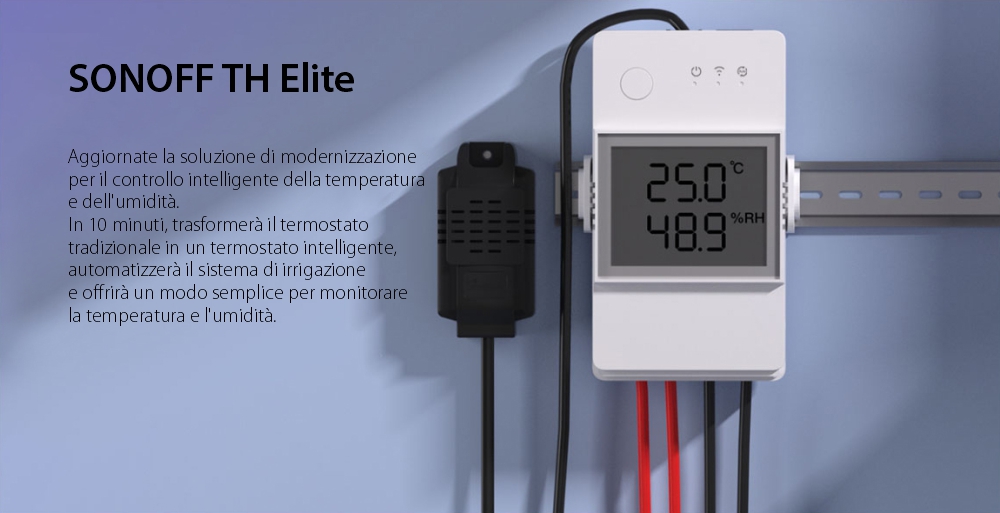 Relè intelligente Wi-Fi Sonoff THR316D, Temperatura e umidità, Monitor LCD.
