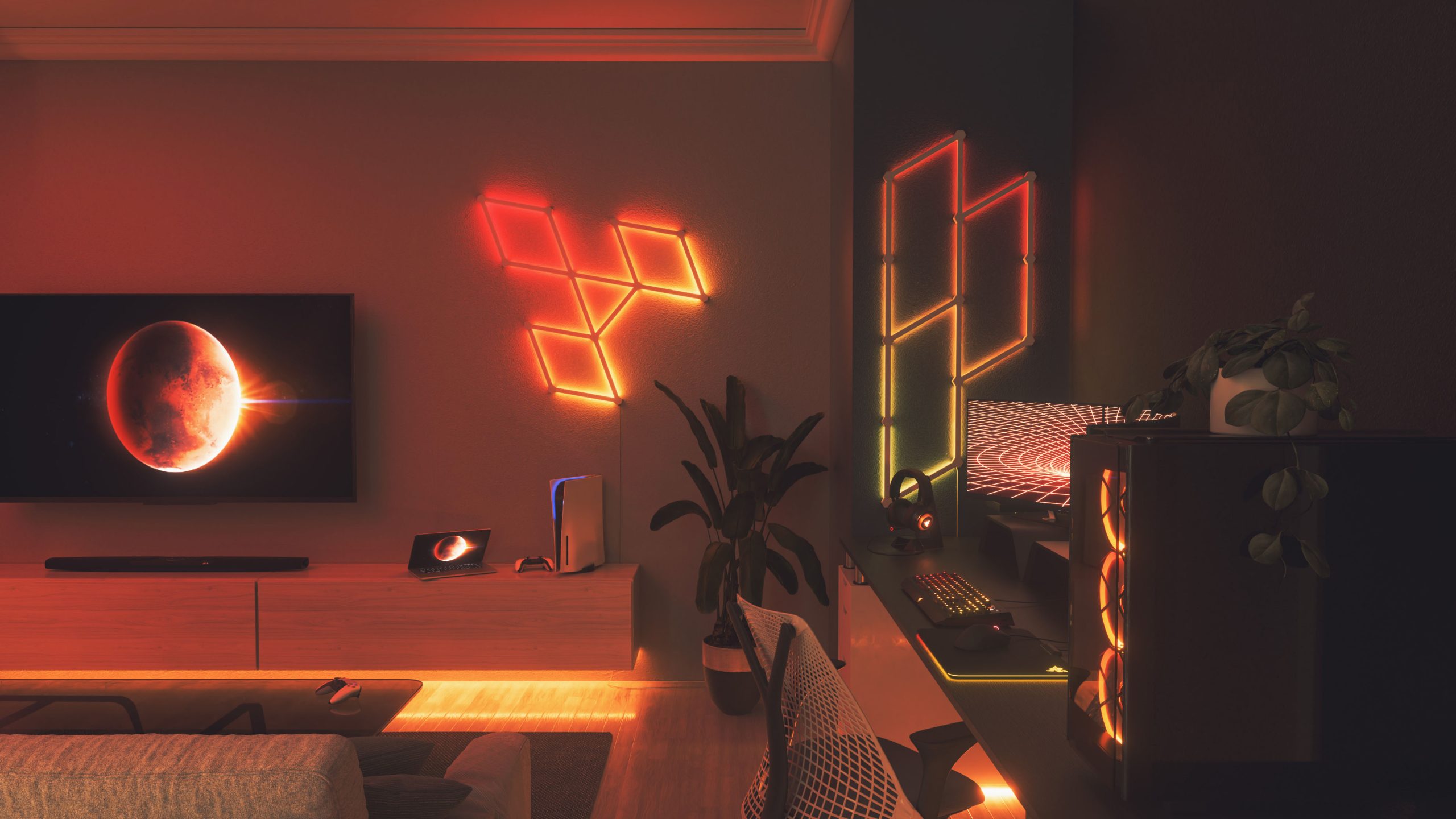 Kit di espansione con 3 pannelli per Nanoleaf Lines Expansion Pack, Wi-Fi, Sensore musicale, Controllo vocale