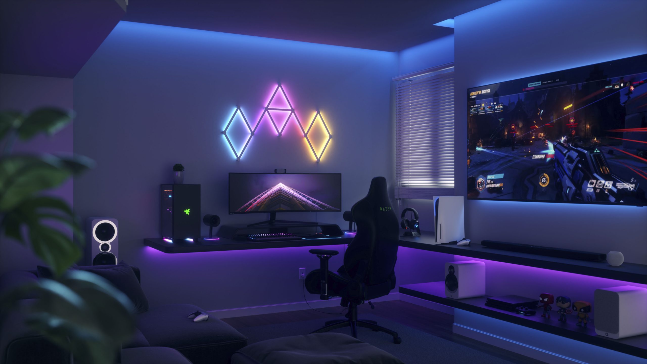 Kit di espansione con 3 pannelli per Nanoleaf Lines Expansion Pack, Wi-Fi, Sensore musicale, Controllo vocale