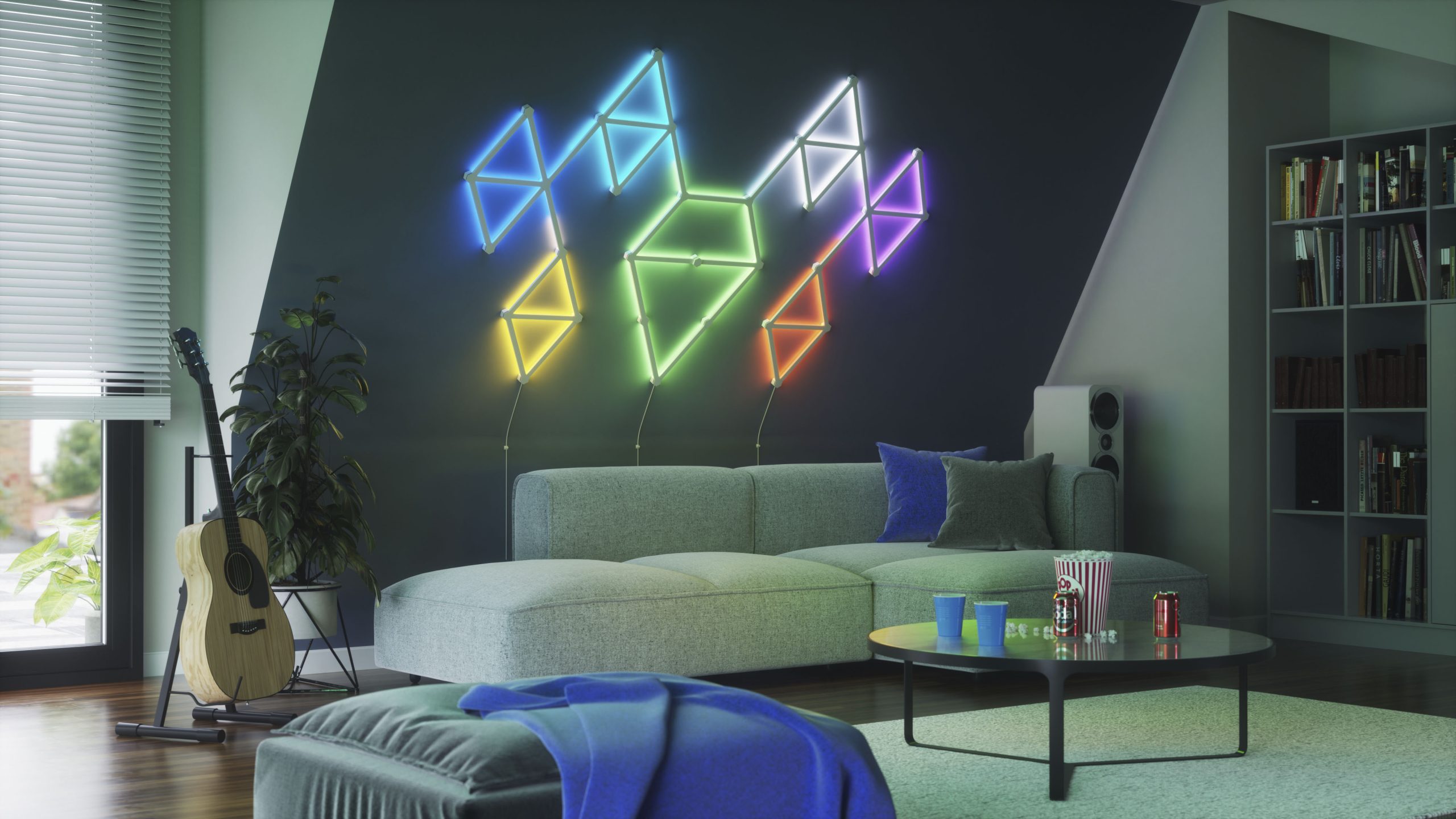 Kit di espansione con 3 pannelli per Nanoleaf Lines Expansion Pack, Wi-Fi, Sensore musicale, Controllo vocale