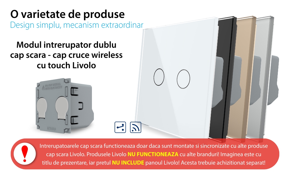 Modulo Interruttore Doppio Deviatore / Invertitore Wireless con Touch LIVOLO – Nuova Serie