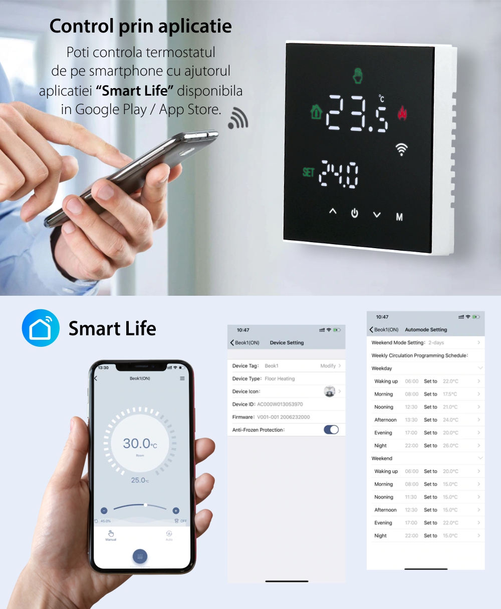 Termostato Wi-Fi per riscaldamento a gas BeOk TGW60-WIFI-WPB