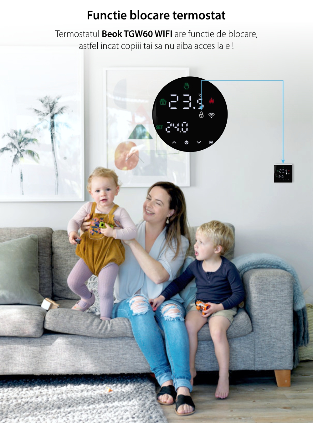 Termostato Wi-Fi per riscaldamento a gas BeOk TGW60-WIFI-WPB