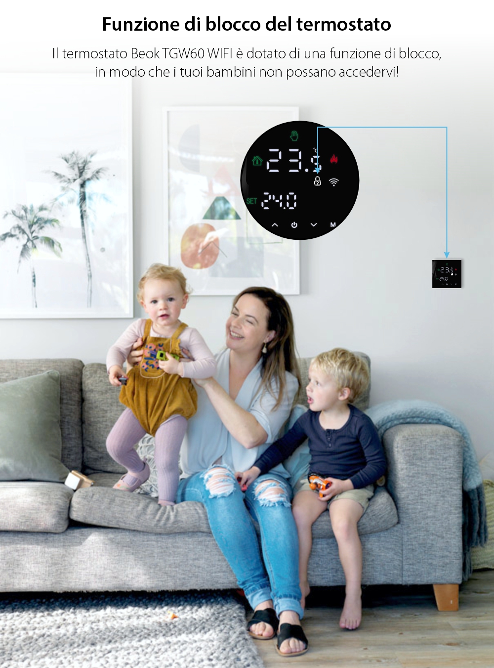 Termostato Wi-Fi per riscaldamento a gas BeOk TGW60-WIFI-WPB