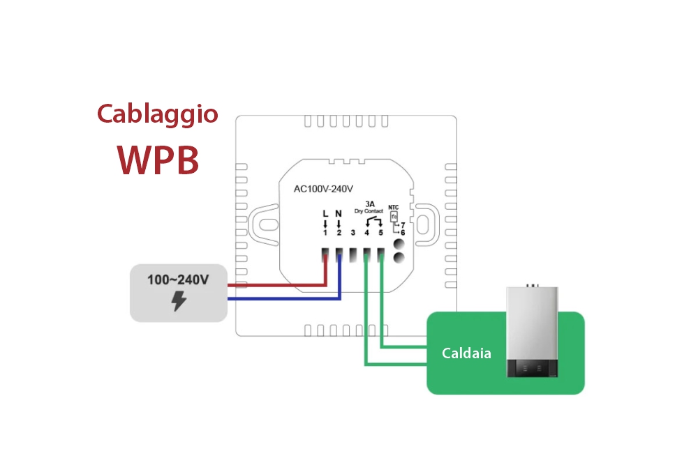 Termostato Wi-Fi per riscaldamento a gas BeOk TGW60-WIFI-WPB