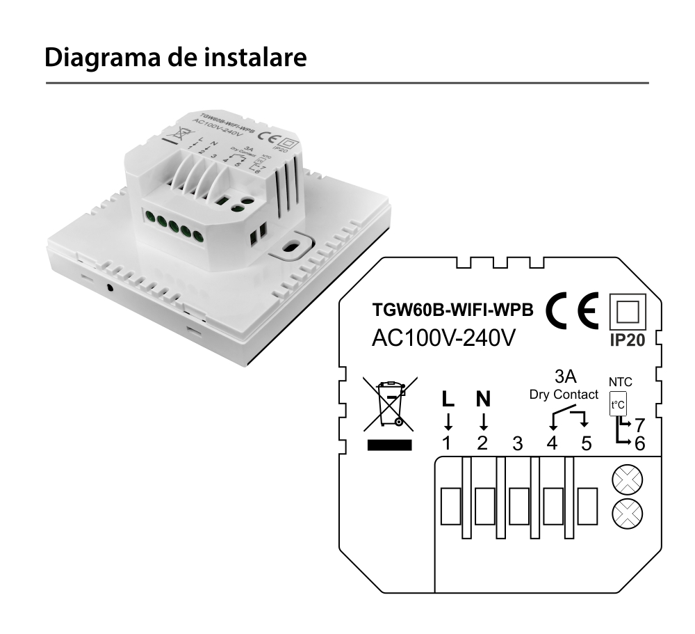 Termostato Wi-Fi per riscaldamento a gas BeOk TGW60-WIFI-WPB