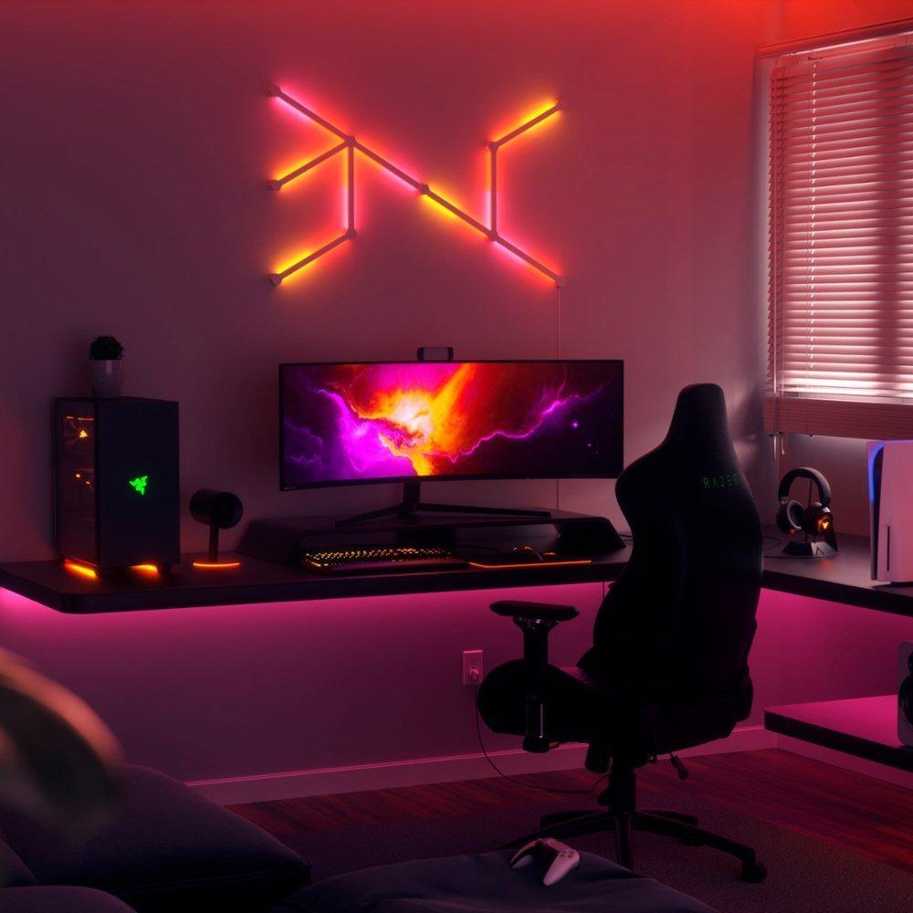 Kit 15 Pannelli Luminosi Nanoleaf Lines Starter Kit, Illuminazione LED RGBW, Wi-Fi, Sincronizzazione Musica, Compatibile con Assistenti Vocali