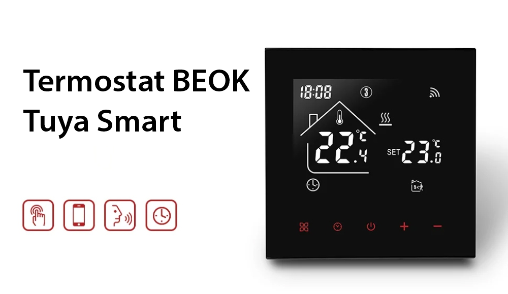 Termostato Wi-Fi per riscaldamento a gas BeOk TDR89-WIFI-WPB