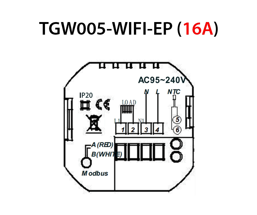 Termostato per riscaldamento elettrico a pavimento BeOk TGW005-WIFI-EP