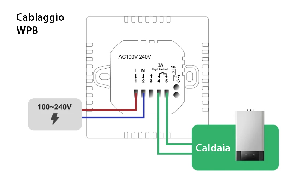Termostato Wi-Fi per riscaldamento a gas BeOk TDR89-WIFI-WPB