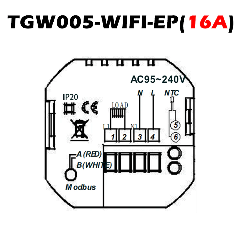 Termostato per riscaldamento elettrico a pavimento BeOk TGW005-WIFI-EP