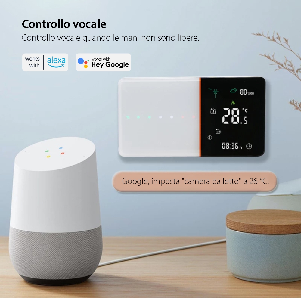 Termostato per riscaldamento elettrico a pavimento BeOk TGW005-WIFI-EP