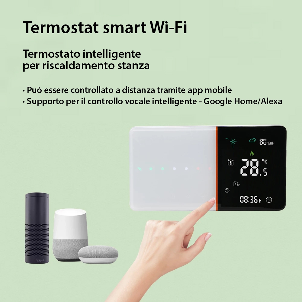 Termostato per riscaldamento elettrico a pavimento BeOk TGW005-WIFI-EP