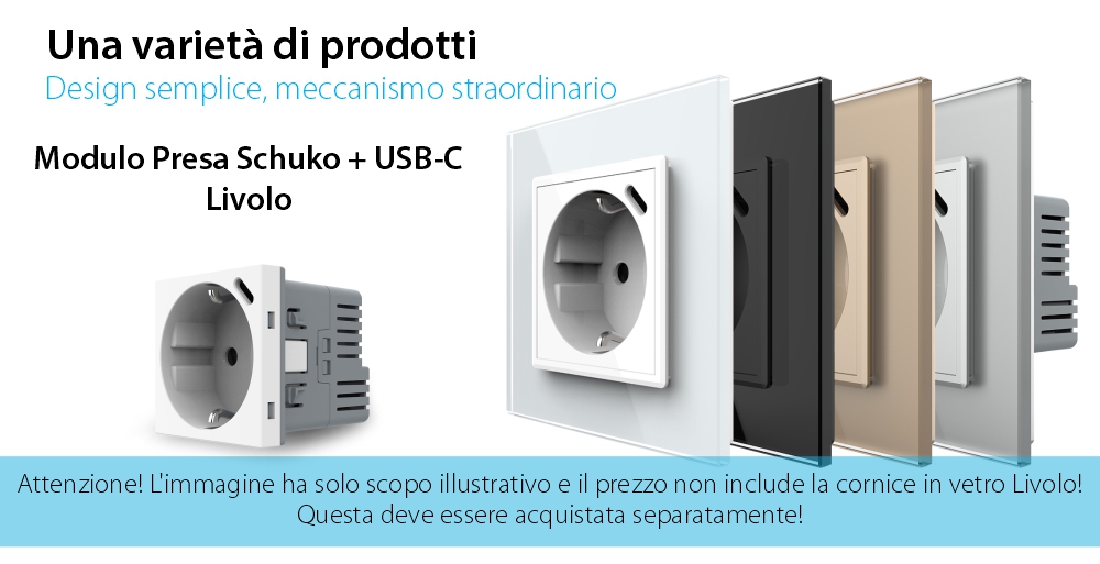 Modulo Presa Schuko + USB-C LIVOLO – Nuova Serie