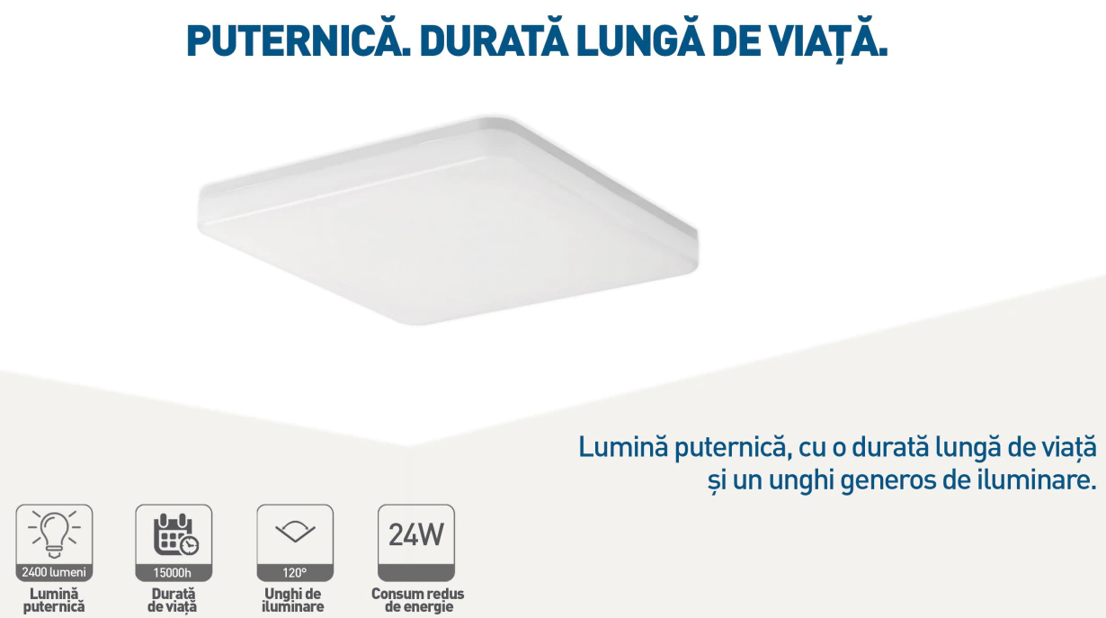 Lampadario intelligente LED RGB Tellur, Controllo vocale, 24W, Wi-Fi, 33 cm, Forma quadrata