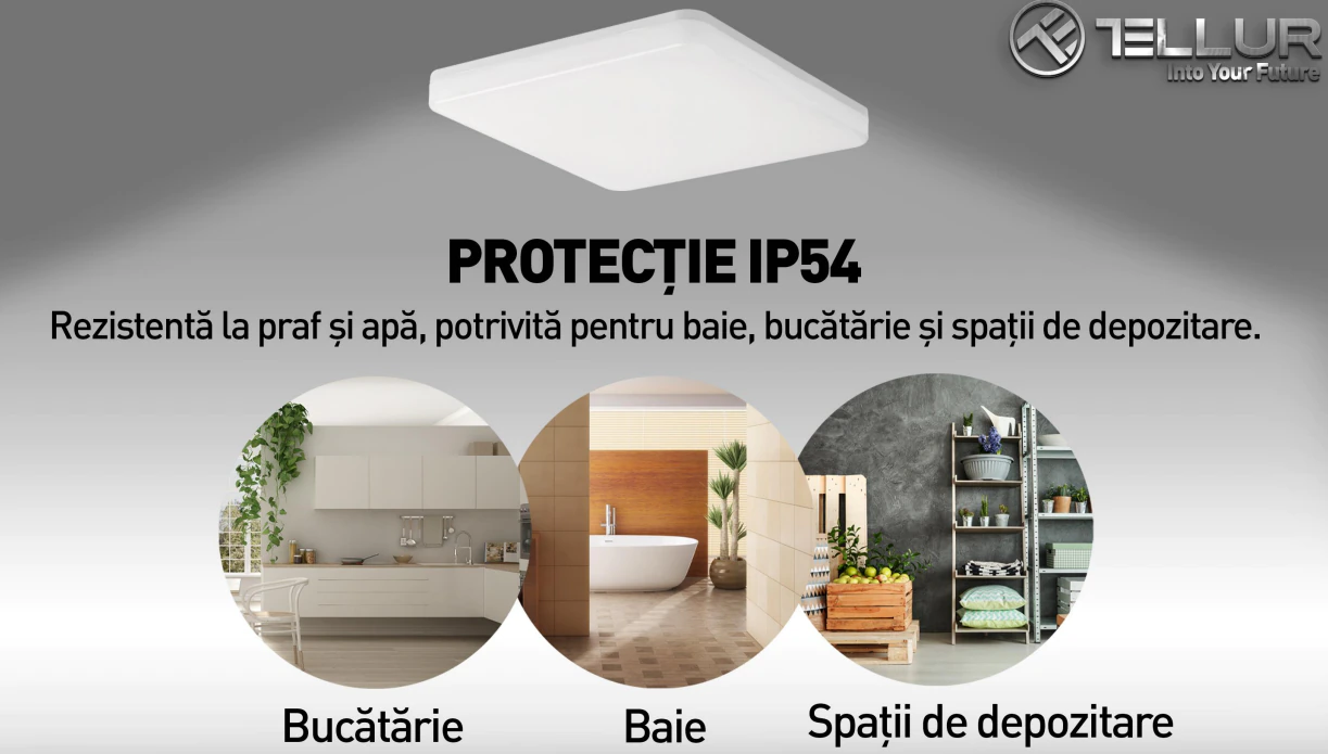 Lampadario intelligente LED RGB Tellur, Controllo vocale, 24W, Wi-Fi, 33 cm, Forma quadrata