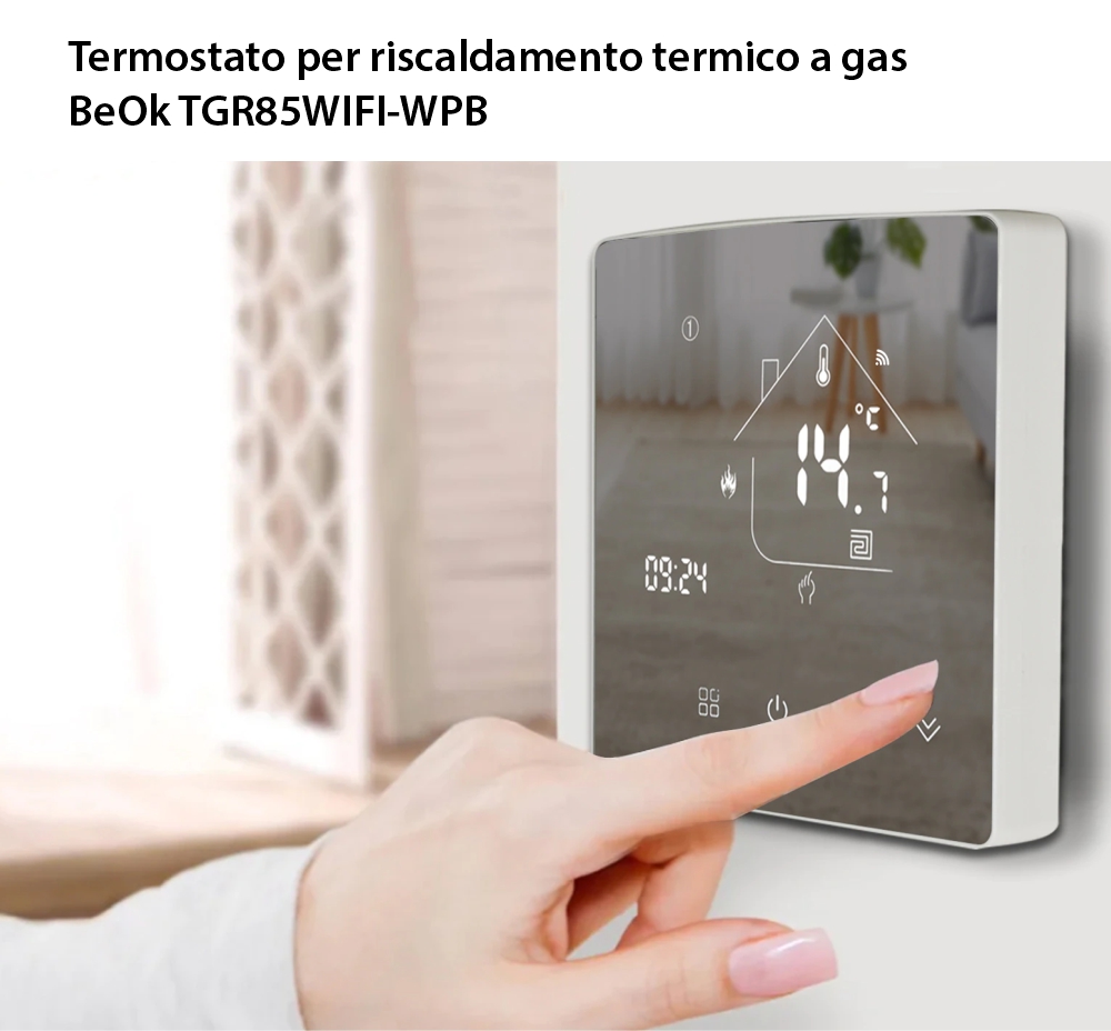 Termostato per riscaldamento termico a gas Beok TGR85-WIFI-WPB, Programmazione, Controllo tramite applicazione