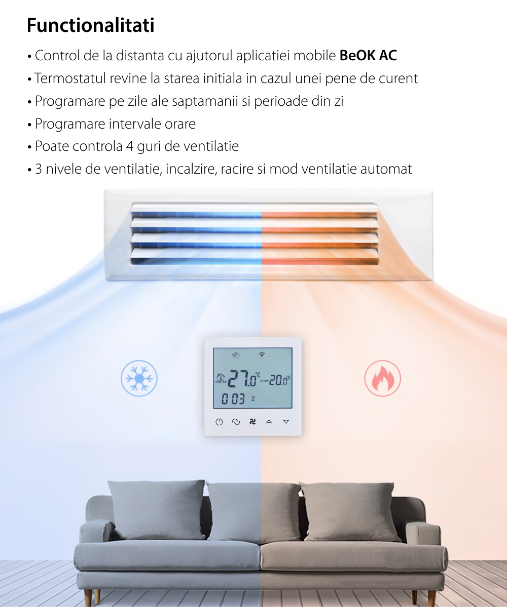 Termostato per aria condizionata Beok TDS21WIFI-AC4, Programmazione, Controllo tramite applicazione