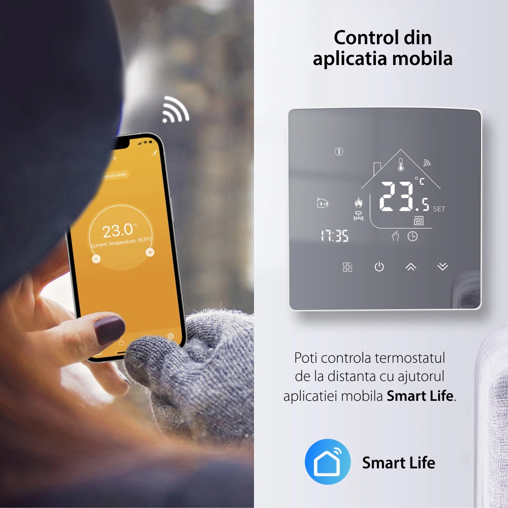 Termostato per riscaldamento termico a gas Beok TGR85-WIFI-WPB, Programmazione, Controllo tramite applicazione
