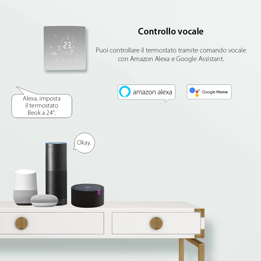 Termostato per riscaldamento termico a gas Beok TGR85-WIFI-WPB, Programmazione, Controllo tramite applicazione