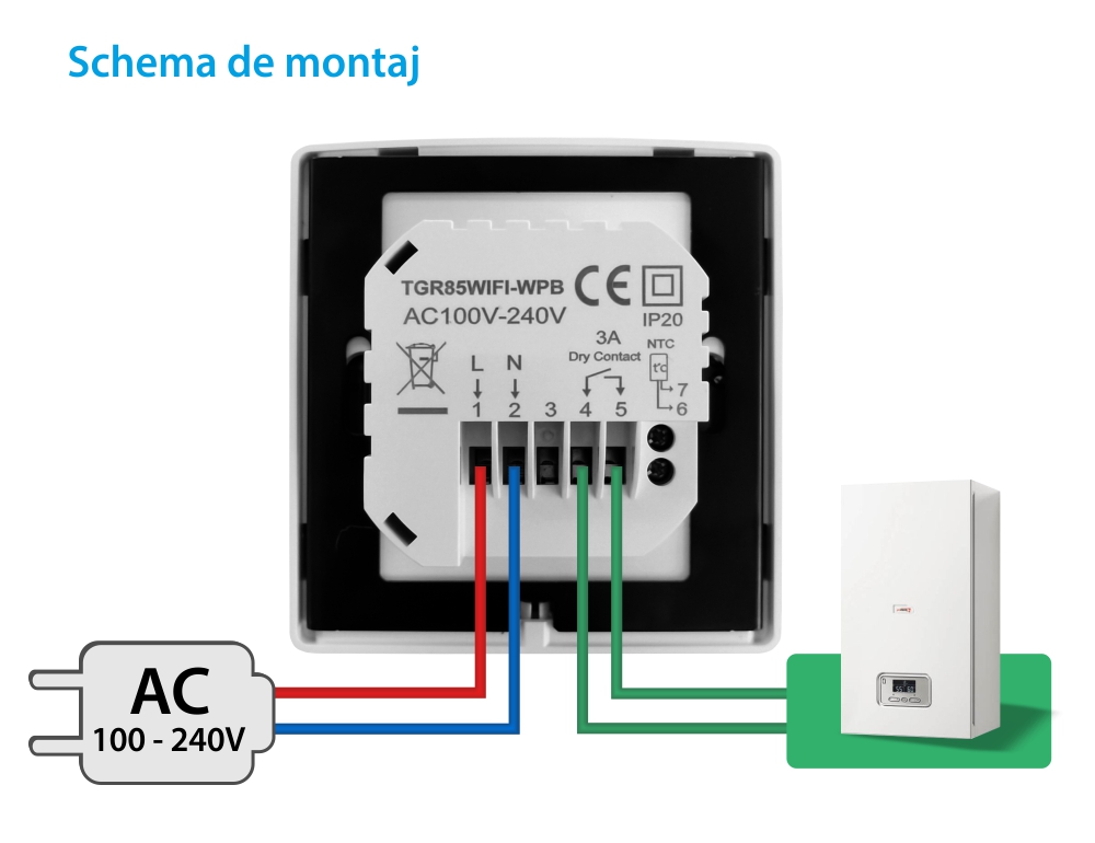 Termostato per riscaldamento termico a gas Beok TGR85-WIFI-WPB, Programmazione, Controllo tramite applicazione