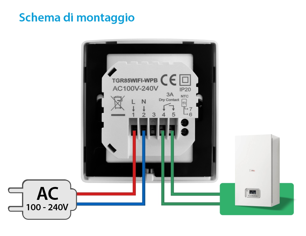 Termostato per riscaldamento termico a gas Beok TGR85-WIFI-WPB, Programmazione, Controllo tramite applicazione