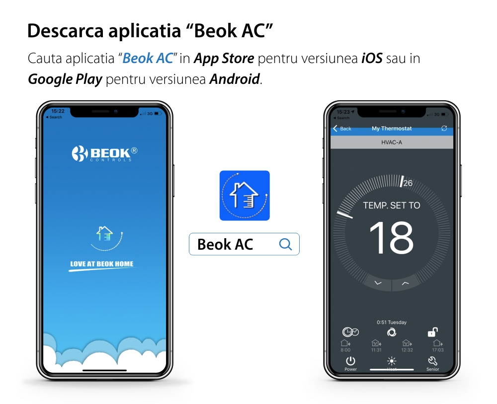 Termostato per aria condizionata Beok TDS21WIFI-AC4, Programmazione, Controllo tramite applicazione