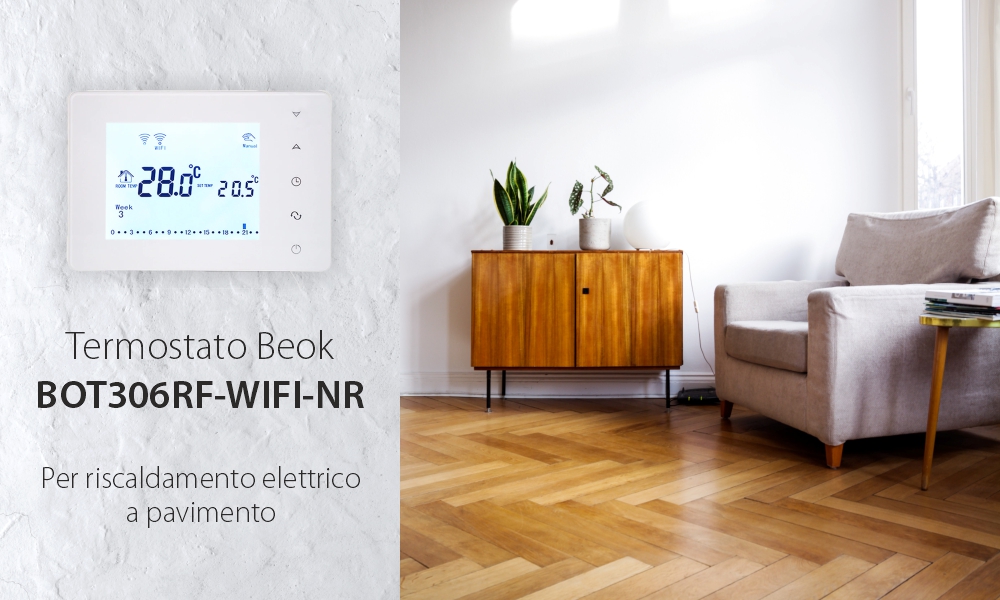 Termostato per riscaldamento a pavimento BeOk BOT306RF-WIFI-NR