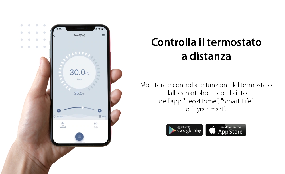 Termostato per riscaldamento a pavimento BeOk BOT306RF-WIFI-NR