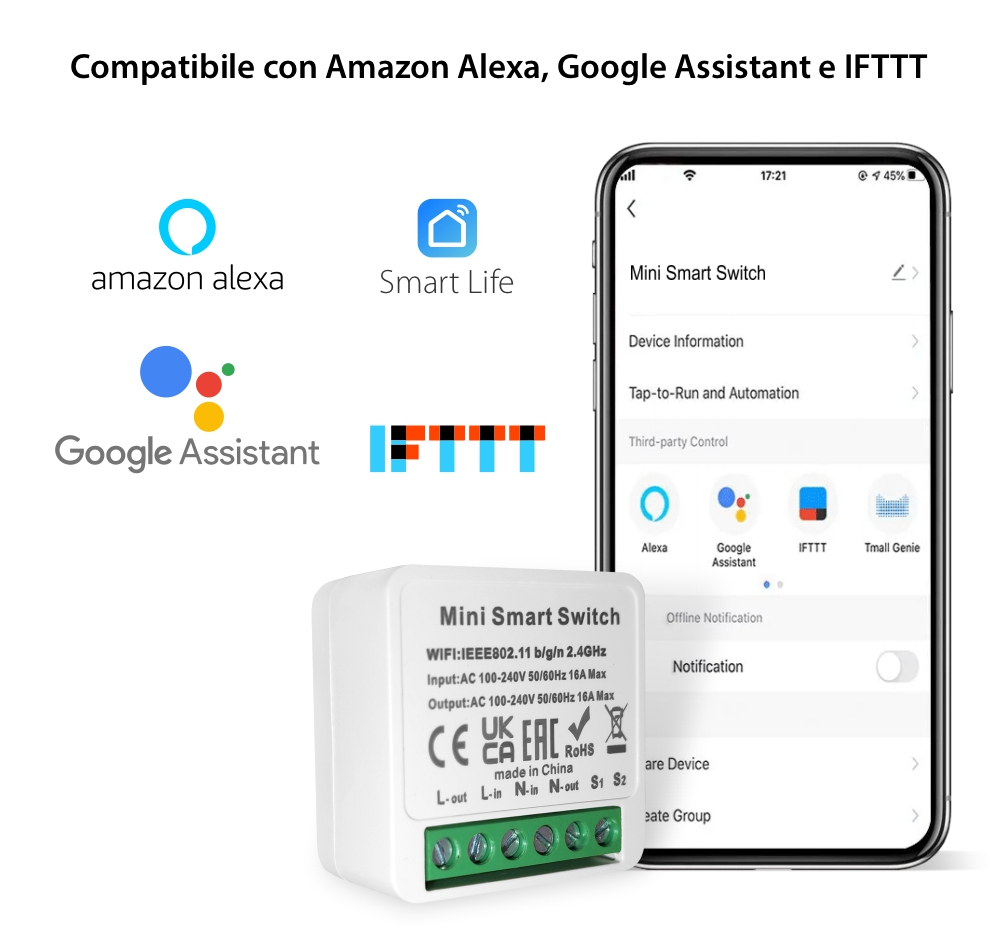 Relè singolo LUXION Mini Smart, 1 ingresso, 1 uscita