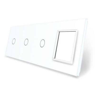 Pannello con 3 Interruttori Semplici e 1 Presa LIVOLO in Vetro (copiază)