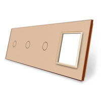 Pannello con 3 Interruttori Semplici e 1 Presa LIVOLO in Vetro (copiază) colore dorato